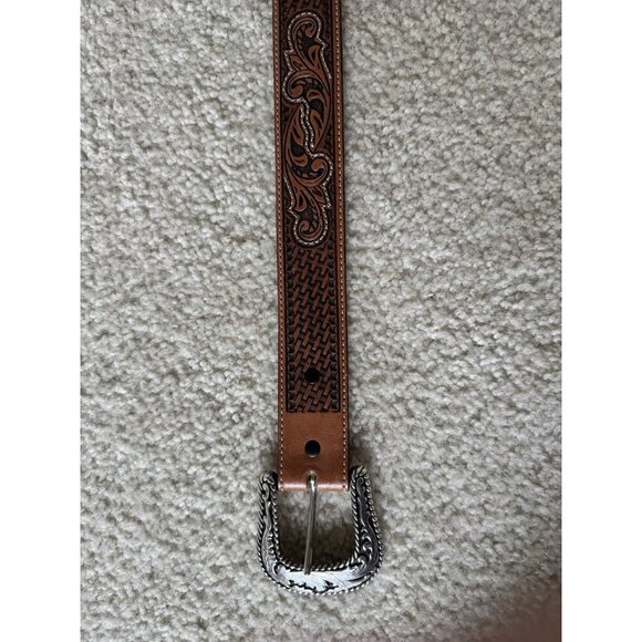 Vintage Tony Lama Caiman Alligator Inlay Belt 36 Sterling Buckle Cowboy Western - Picture 11 of 11